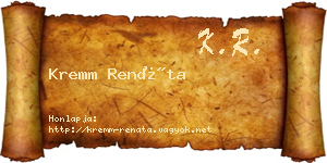 Kremm Renáta névjegykártya
